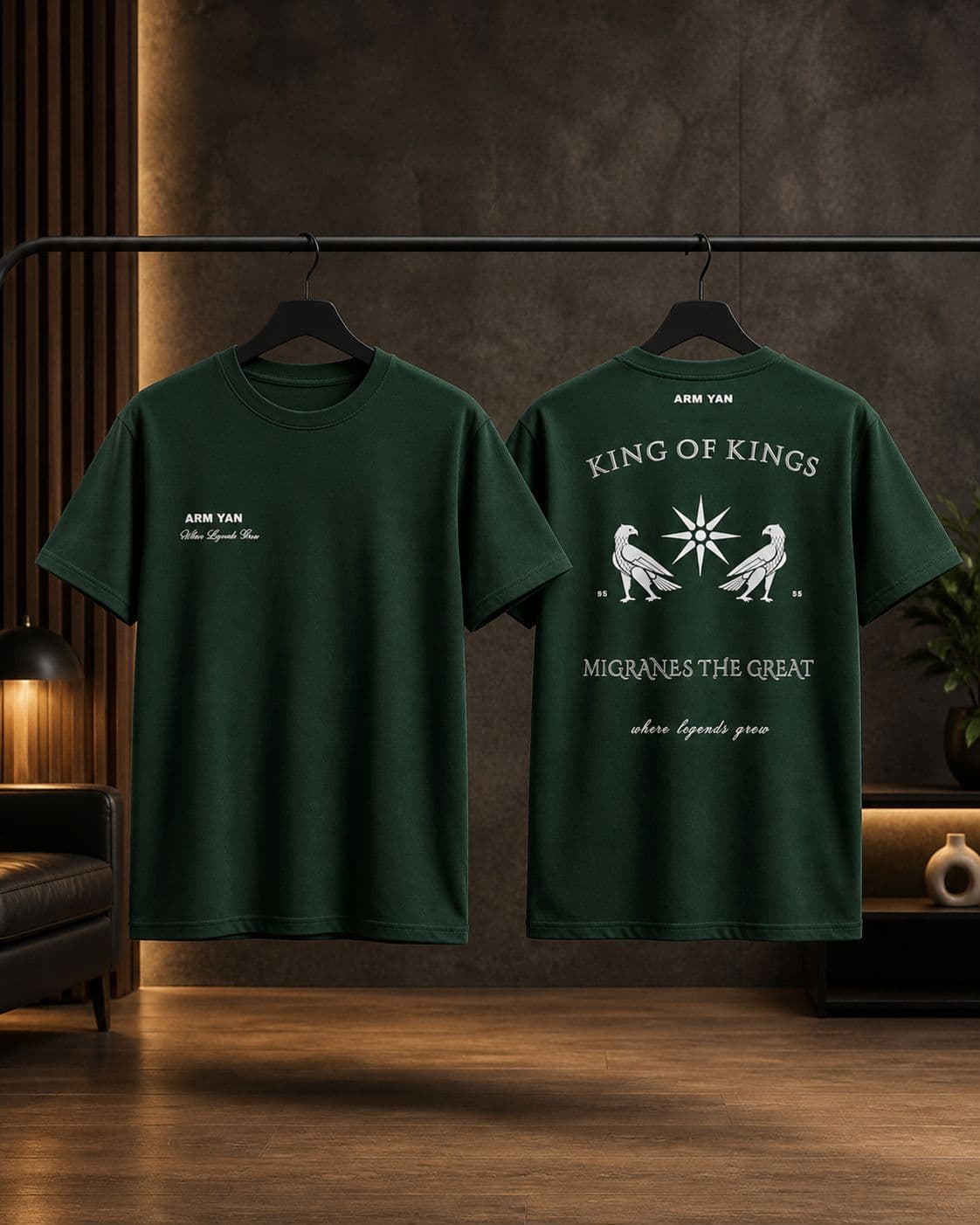ARMYAN forest green tees on rack