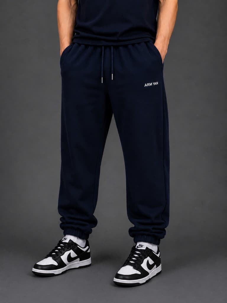 ARMYAN Navy Cuffed Joggers Front View