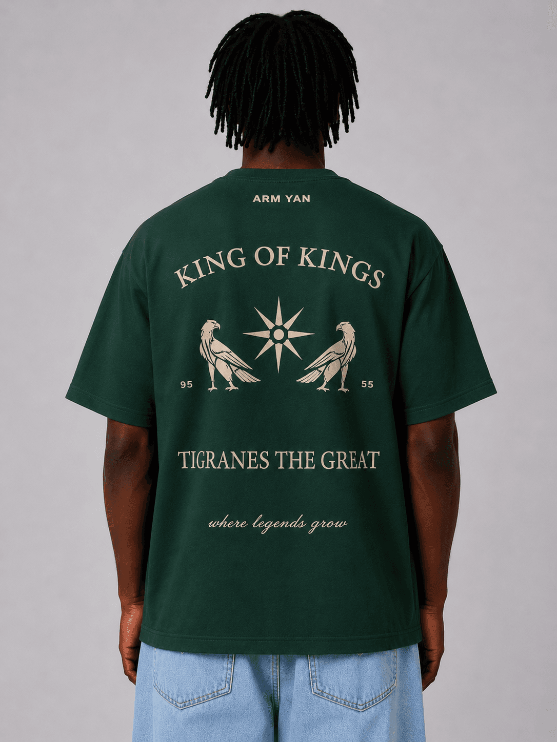 King of Kings green t-shirt — back