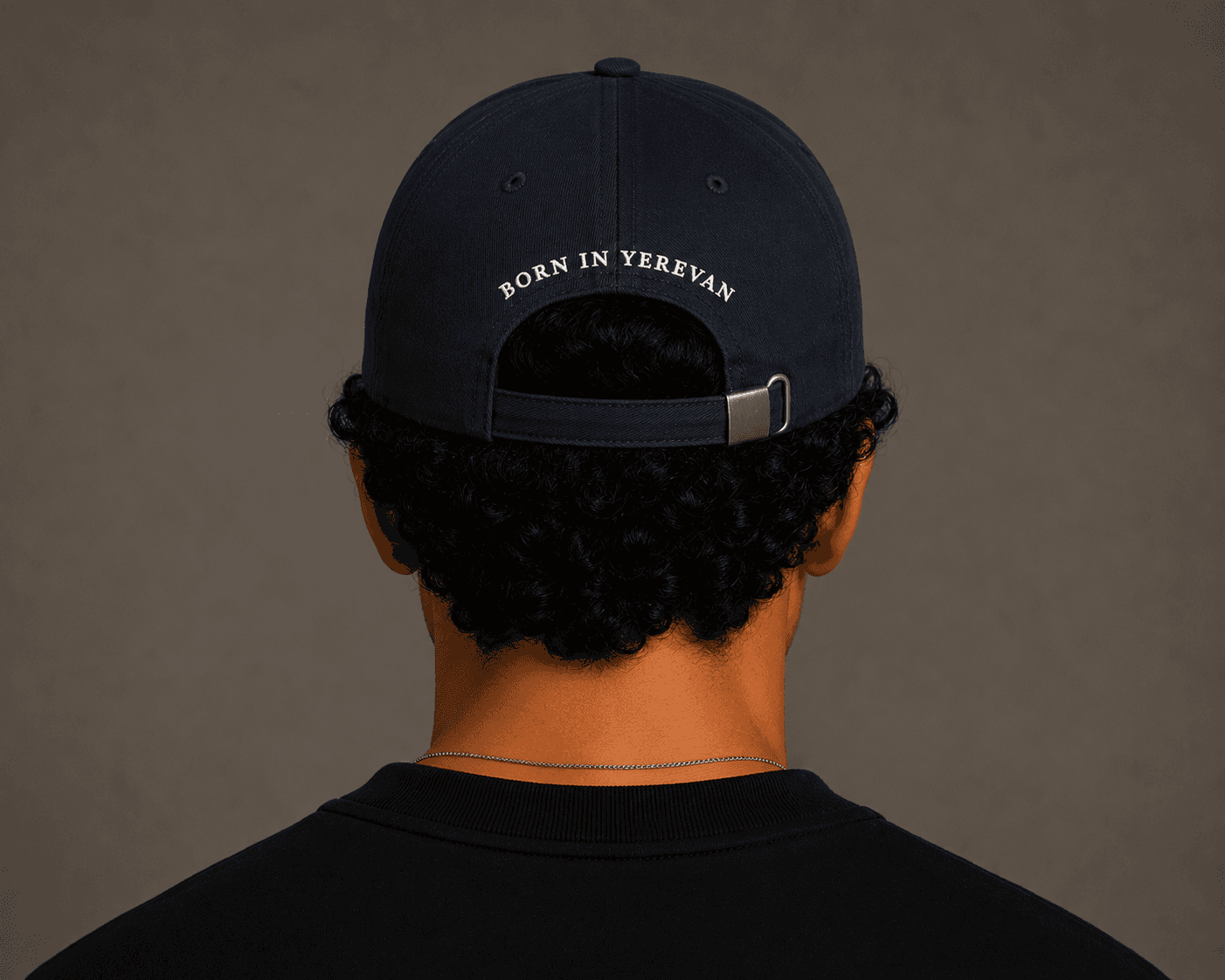ARMYAN Logo Cap in navy — back with Born in Yerevan text