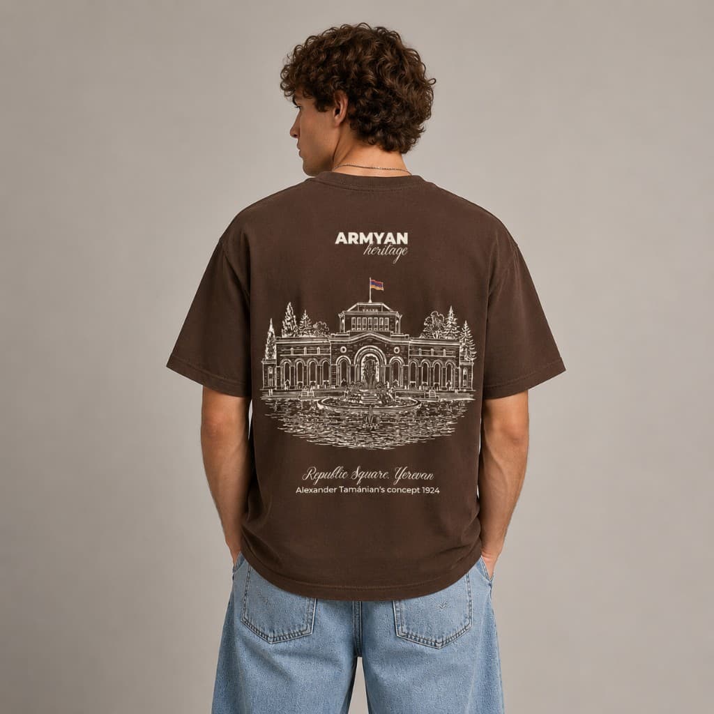 ARMYAN Hraparak Heritage T-Shirt Chocolate Brown Back View