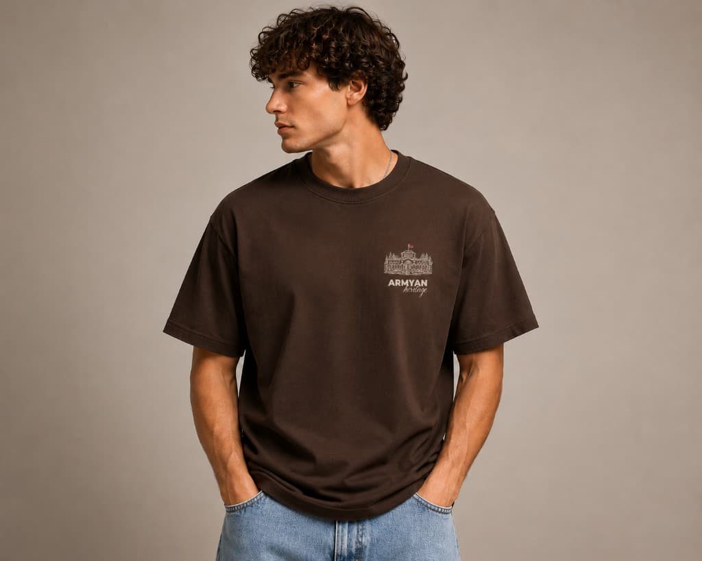 ARMYAN Hraparak Heritage T-Shirt Chocolate Brown Front View